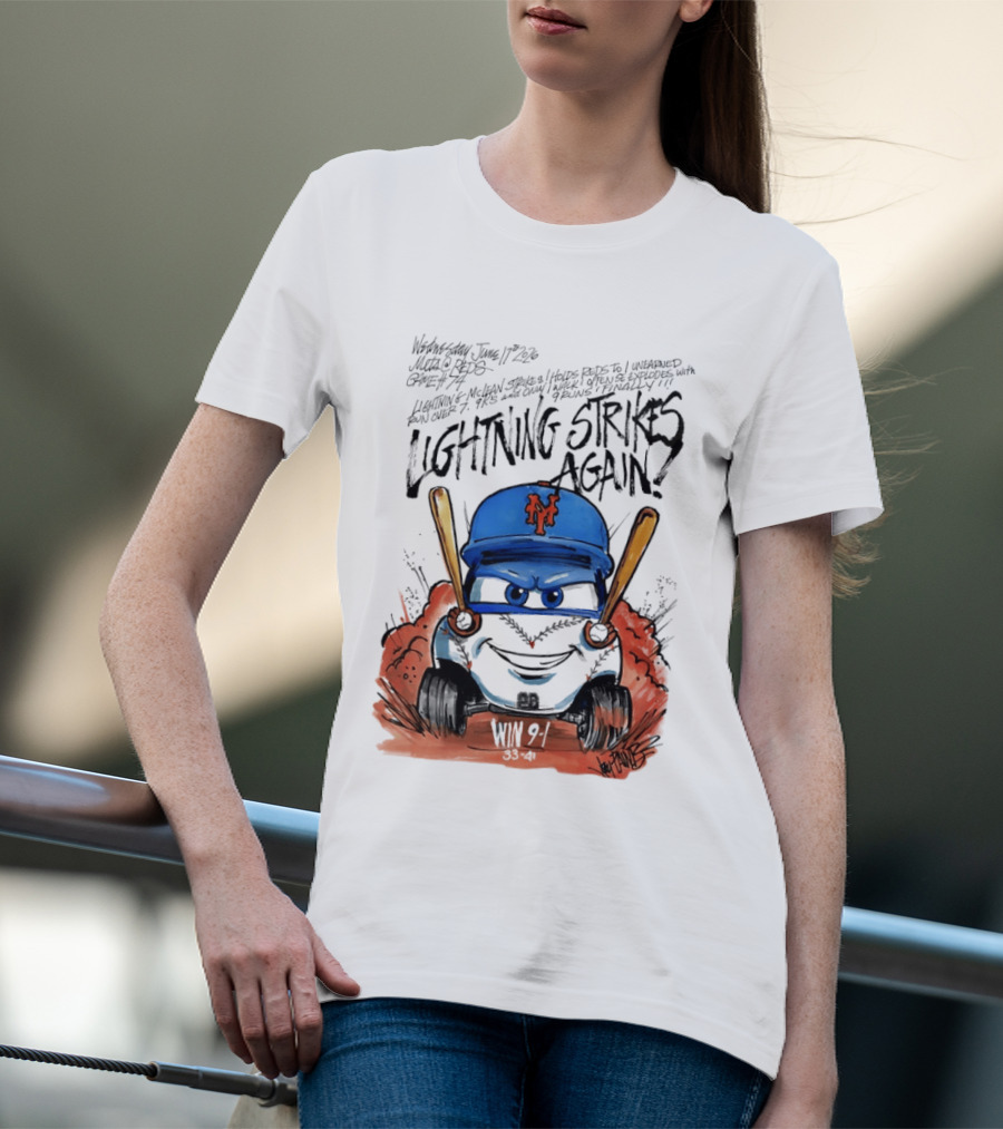 Mets Nolan McLean Baseball Lightning Strikes Again June 17 NYC T-Shirt