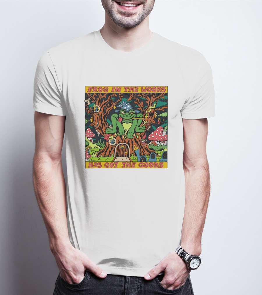 Frog In The Woods Has Got The Goods Killer Acid Psychedelic Forest Scene T-Shirt