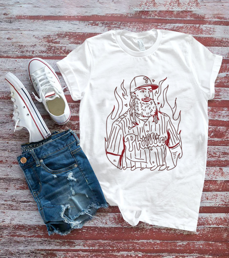 Philadelphia Phillies Brandon Marsh Fiery Sketch T-Shirt