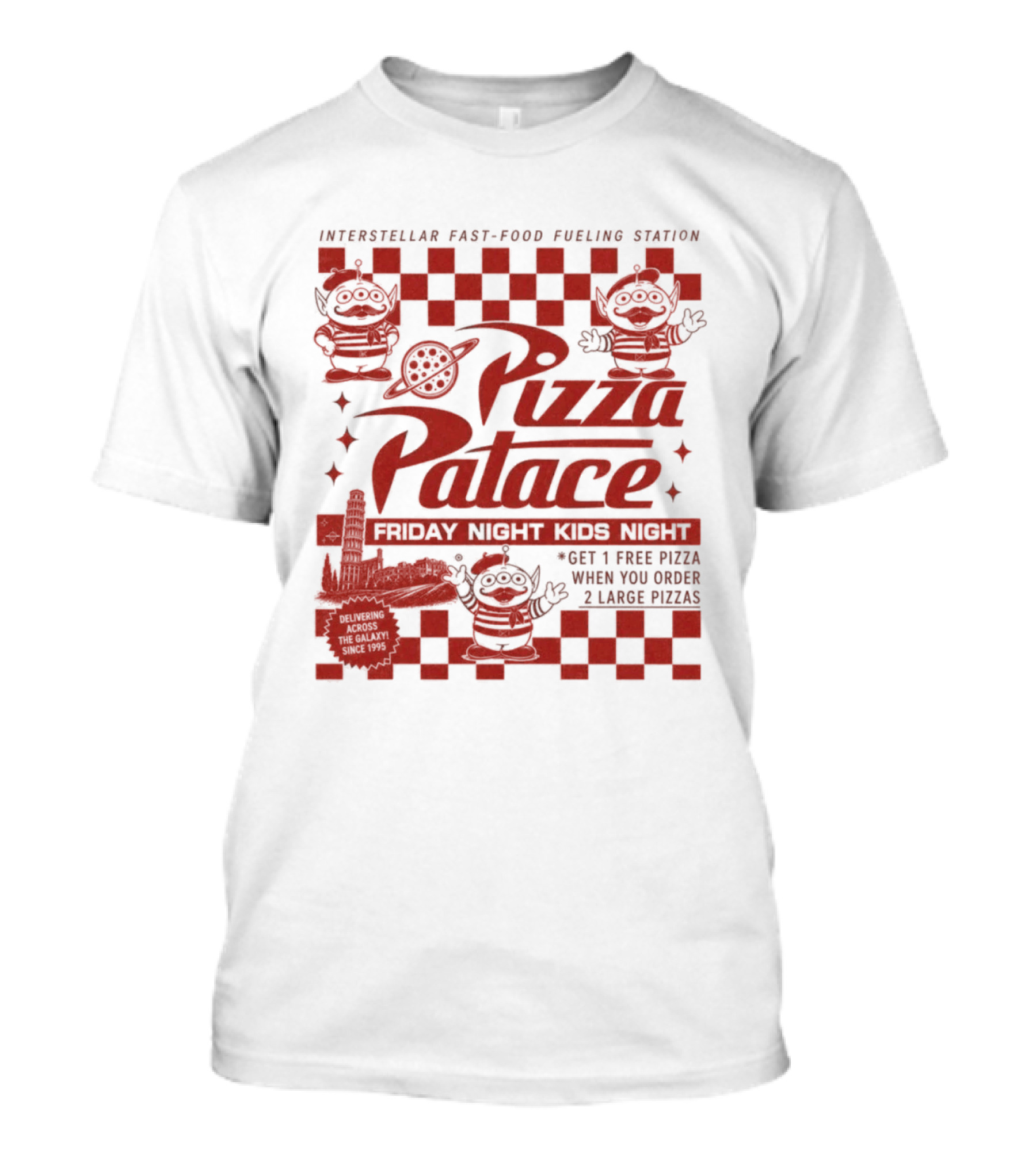 Pizza Palace Skeeball Fast Food Arcade Person Get 1 Free Pizza T-Shirt