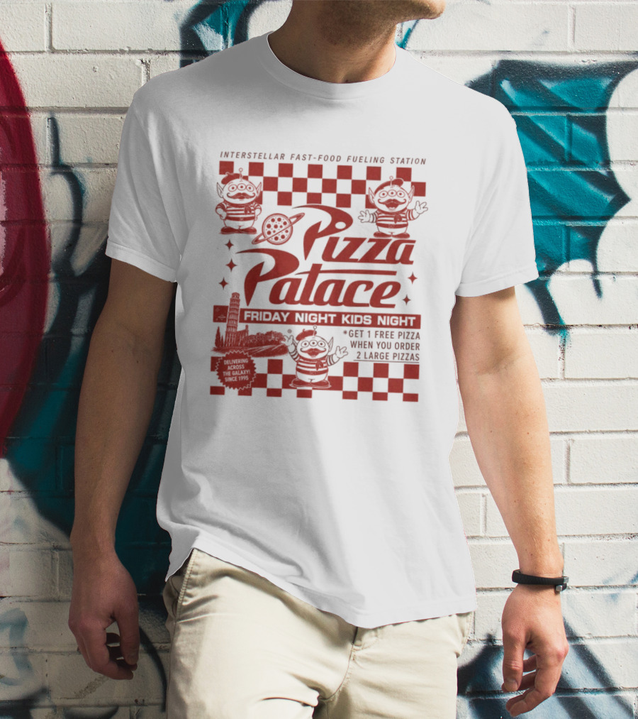 Pizza Palace Skeeball Fast Food Arcade Person Get 1 Free Pizza T-Shirt
