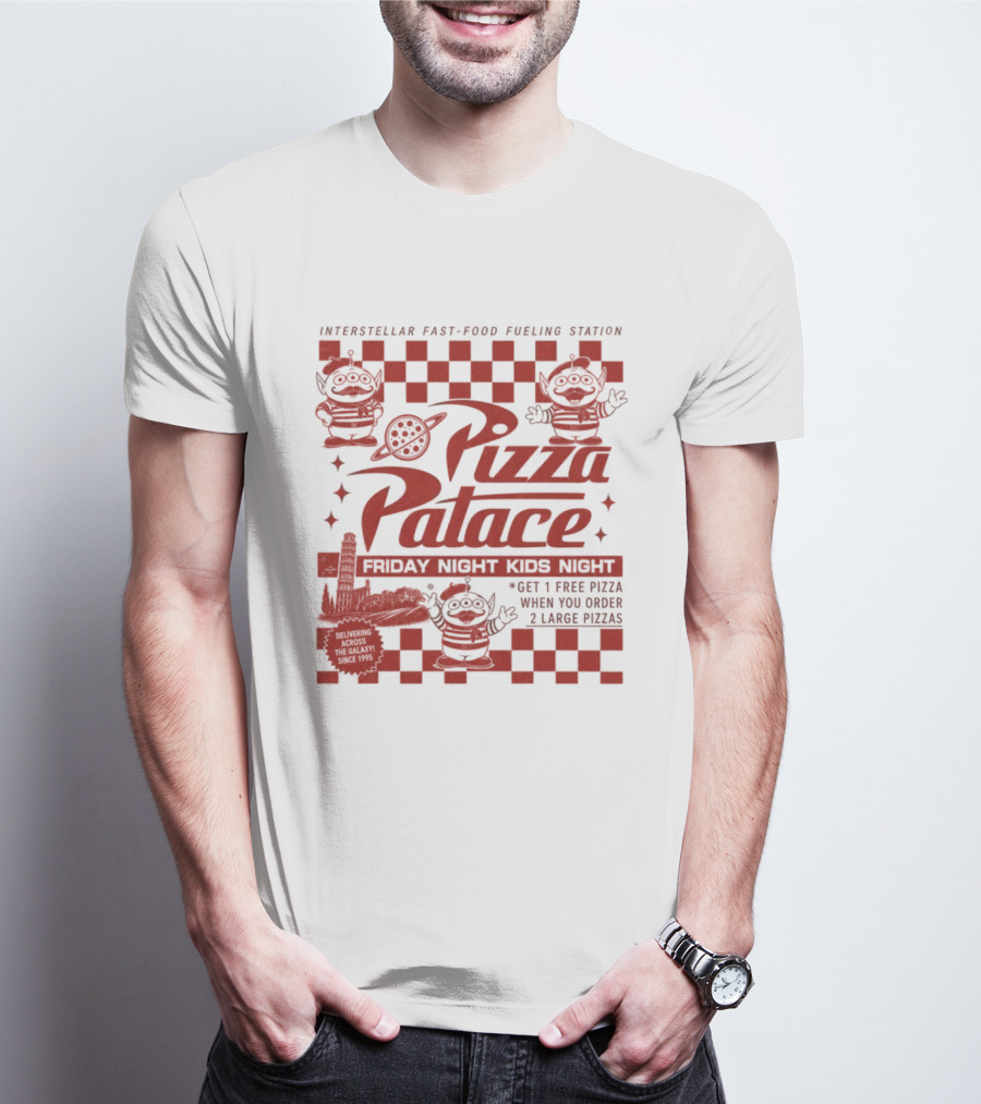 Pizza Palace Skeeball Fast Food Arcade Person Get 1 Free Pizza T-Shirt