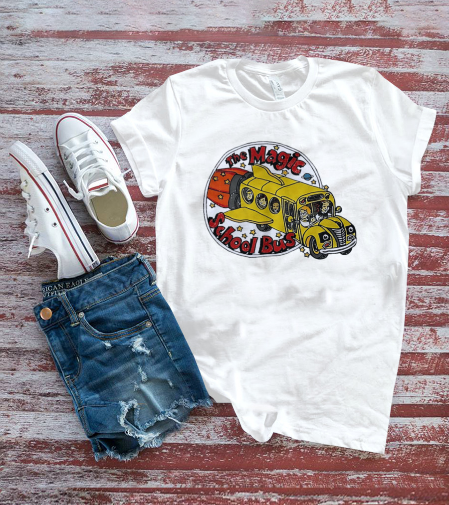 The Magic School Bus Ms Frizzle Arnold Class Characters Cartoon Rocket Bus T-Shirt