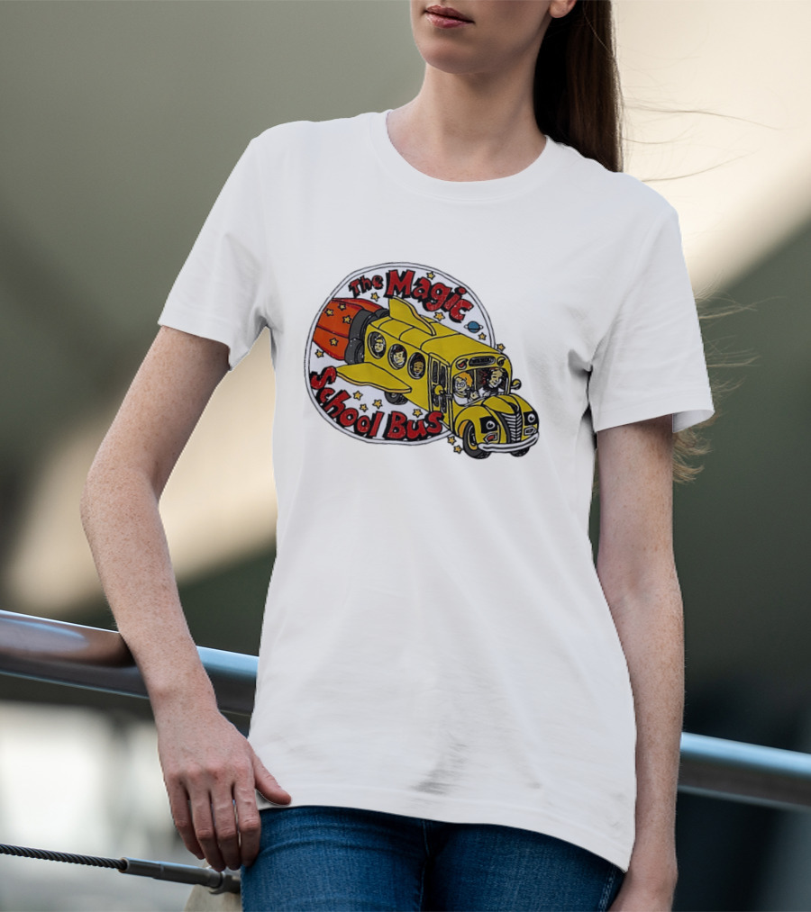 The Magic School Bus Ms Frizzle Arnold Class Characters Cartoon Rocket Bus T-Shirt