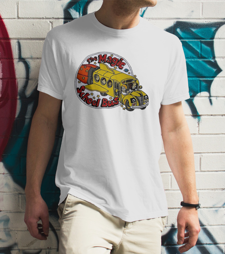 The Magic School Bus Ms Frizzle Arnold Class Characters Cartoon Rocket Bus T-Shirt