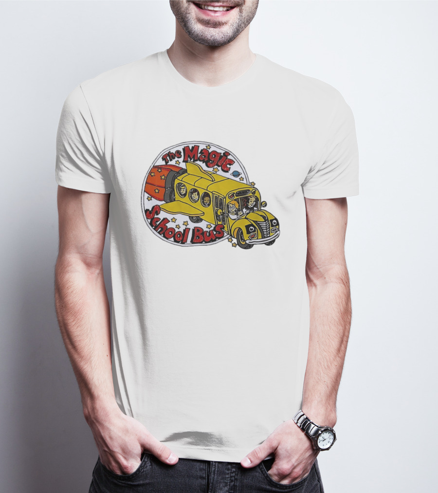 The Magic School Bus Ms Frizzle Arnold Class Characters Cartoon Rocket Bus T-Shirt