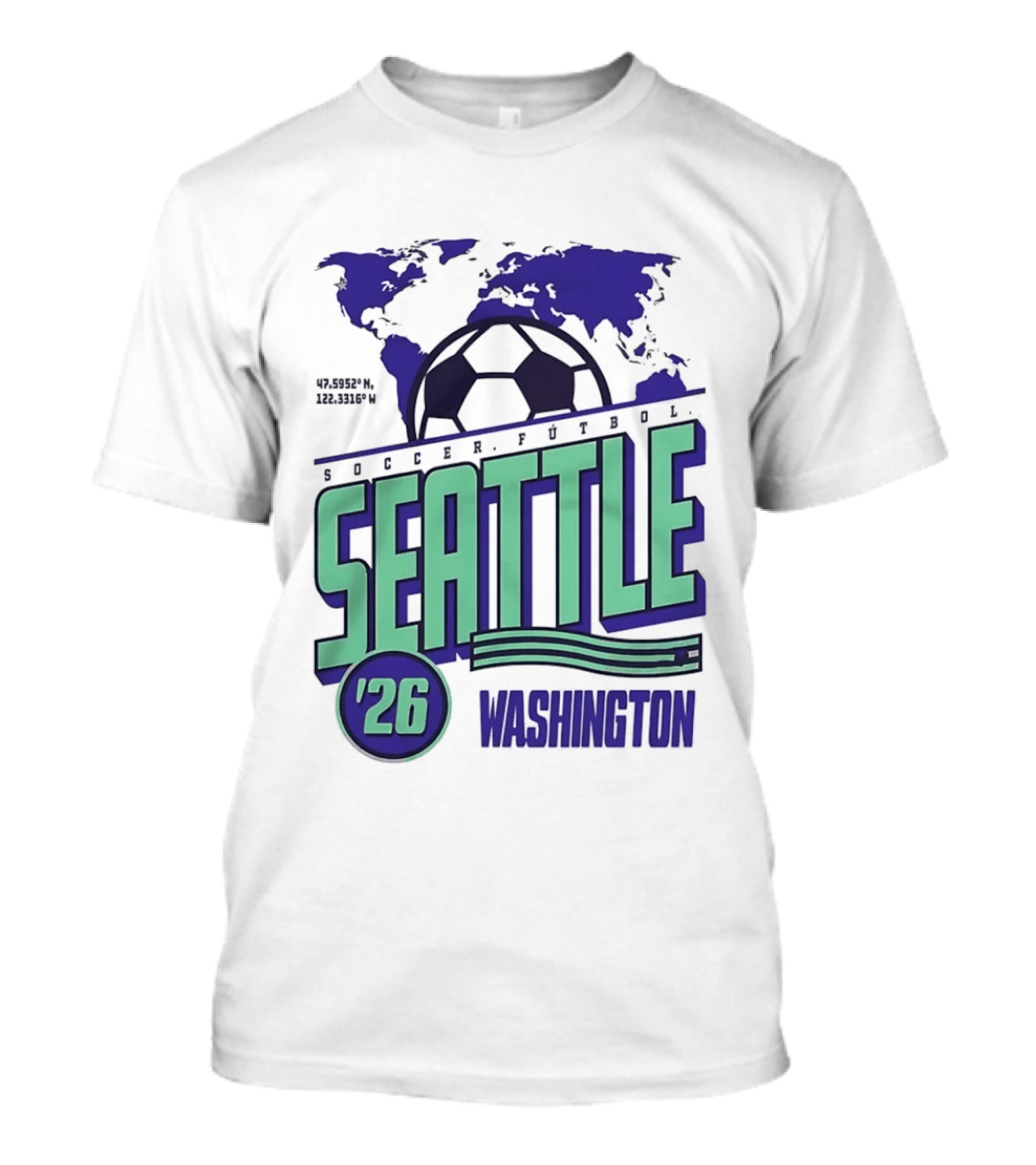 Seattle Washington Soccer Futbol 2026 World's Game T-Shirt