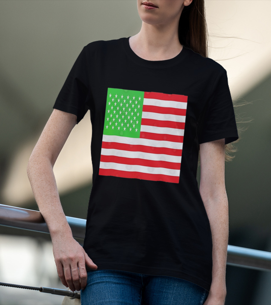 American Flag Green And Red Color Variant Stars And Stripes T-Shirt