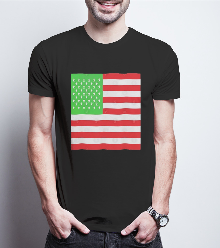 American Flag Green And Red Color Variant Stars And Stripes T-Shirt