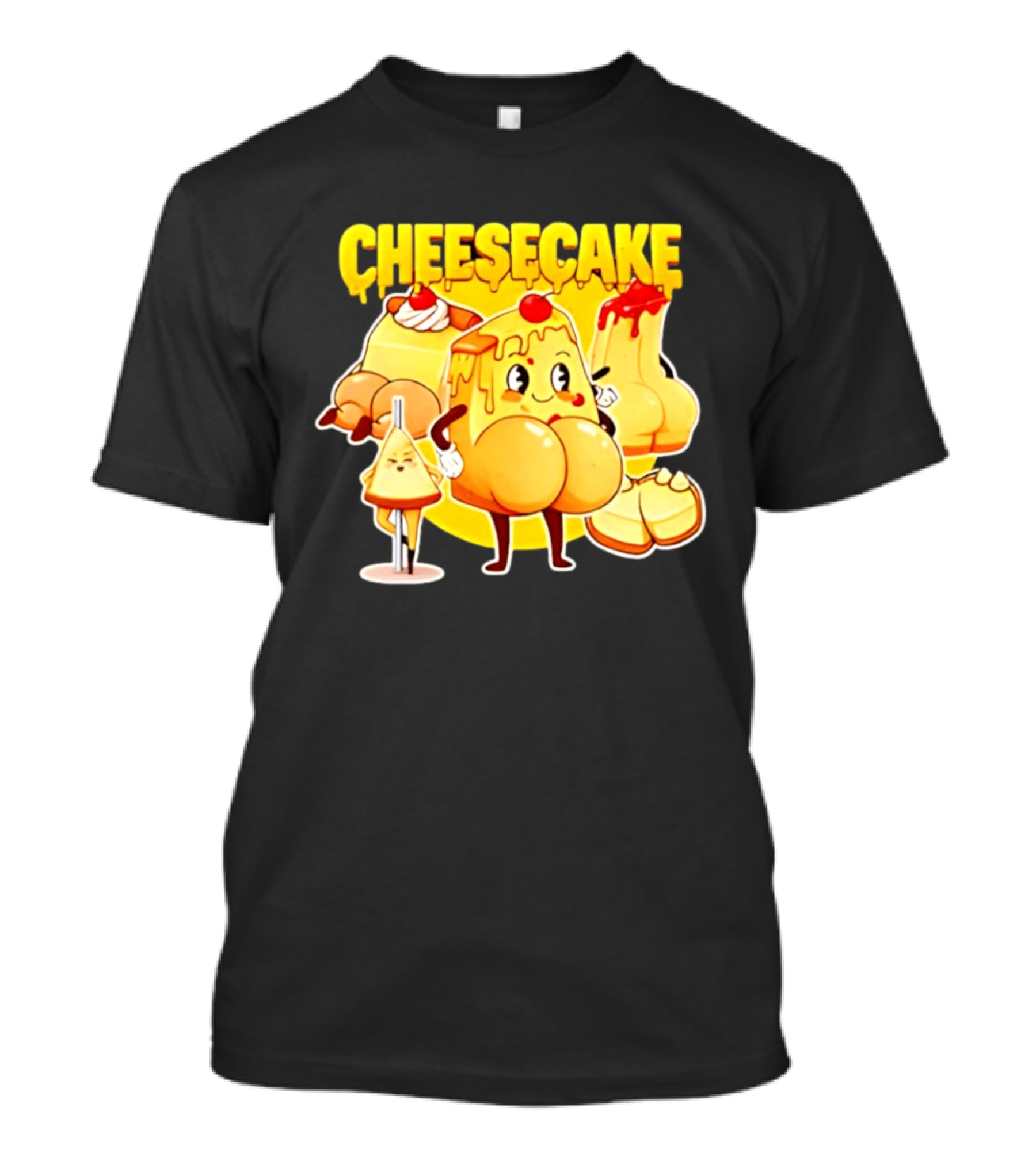 Cheesecake Delicious Cartoon Characters With Cherry And Whipped Cream T-Shirt