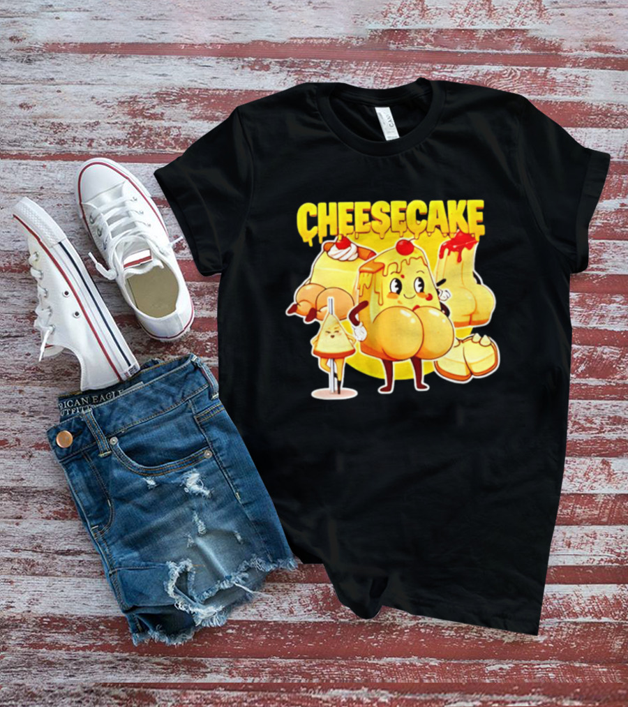 Cheesecake Delicious Cartoon Characters With Cherry And Whipped Cream T-Shirt