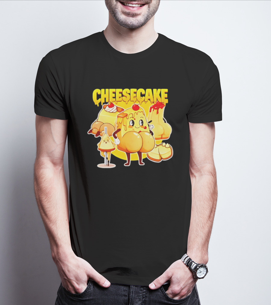 Cheesecake Delicious Cartoon Characters With Cherry And Whipped Cream T-Shirt