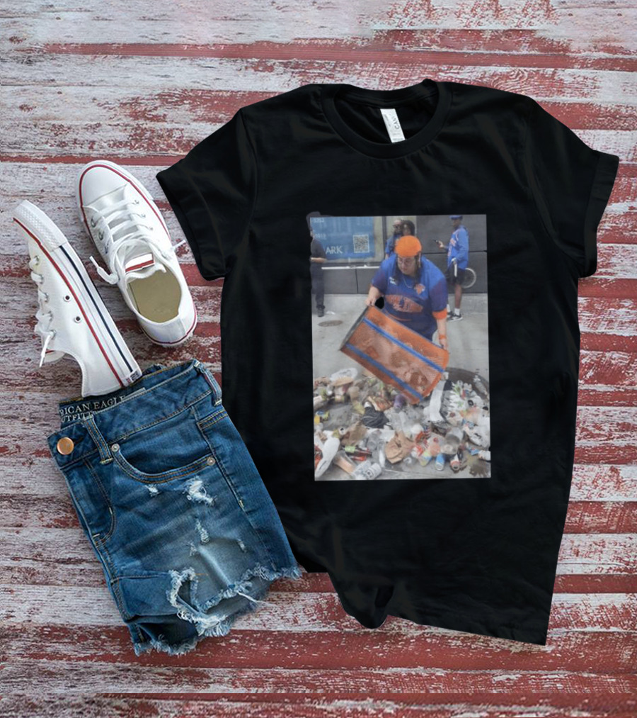Knicks Dei Angie Trashcan Cleanup Team Fan Spirit Trash Pile T-Shirt