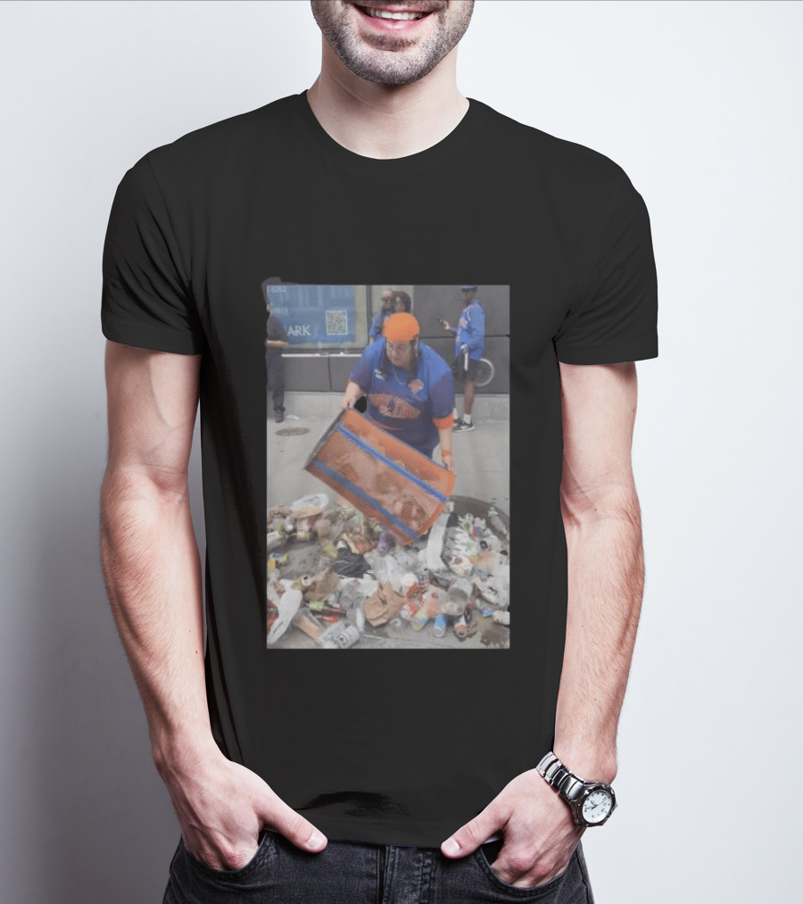 Knicks Dei Angie Trashcan Cleanup Team Fan Spirit Trash Pile T-Shirt
