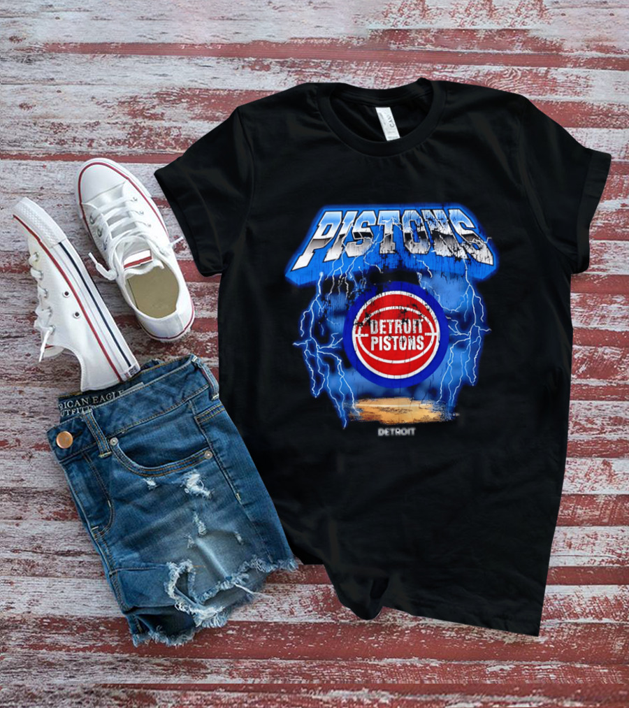 Detroit Pistons Lightning Effects Blue Electric Impact T-Shirt