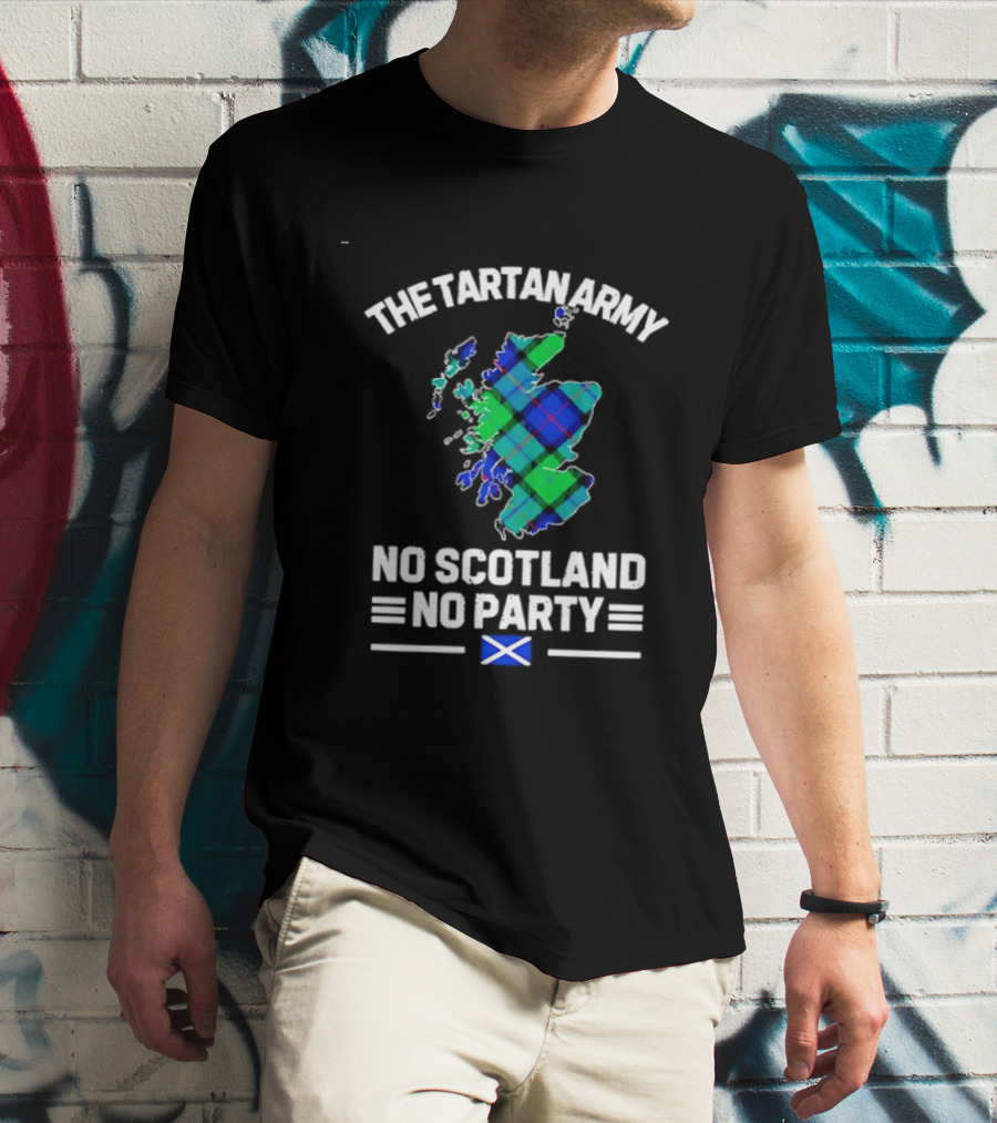 The Tartan Army No Scotland No Party Scottish Map Flag T-Shirt