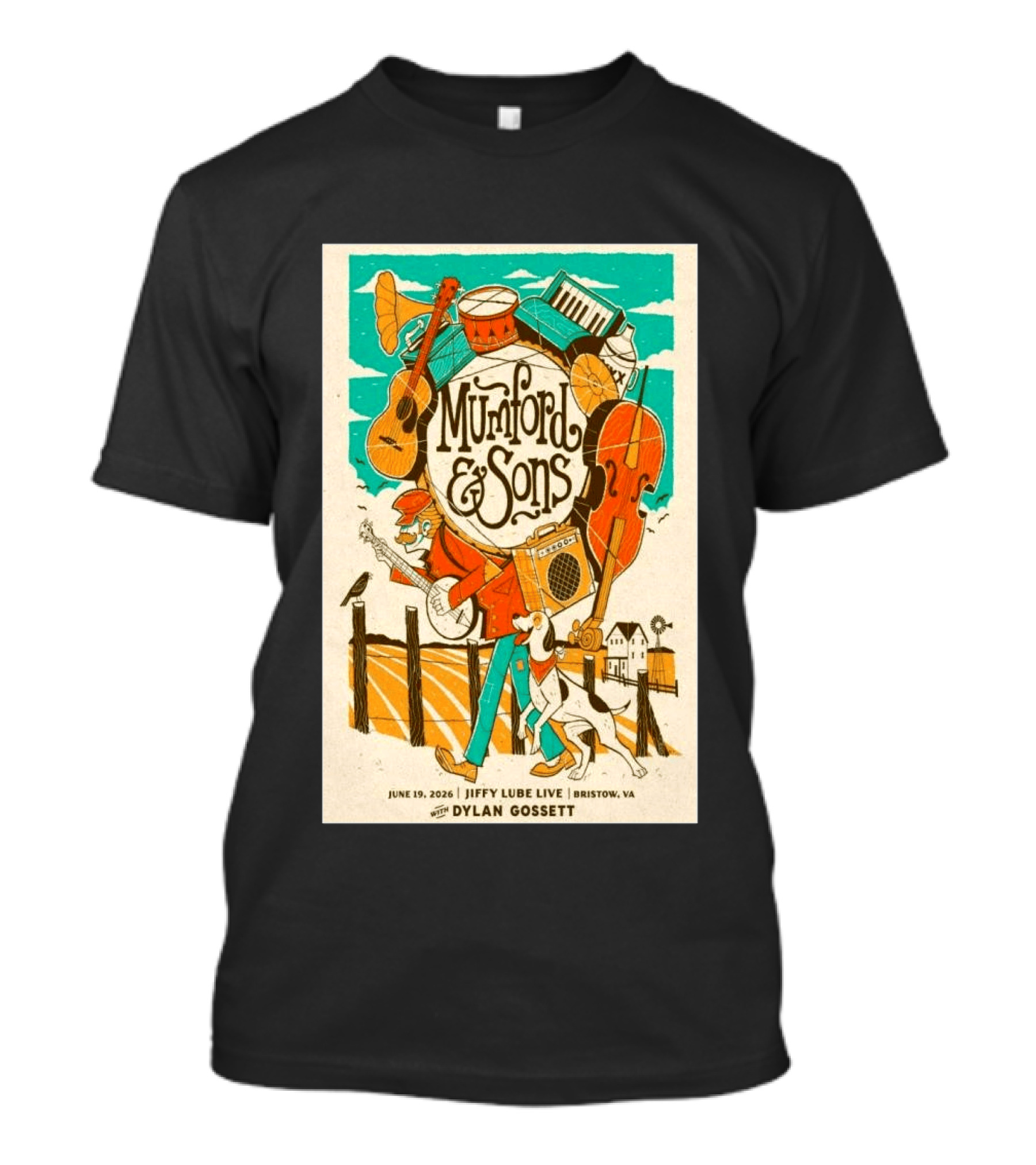 Mumford & Sons Dylan Gossett Jiffy Lube Live June 19 2026 Bristow Virginia T-Shirt