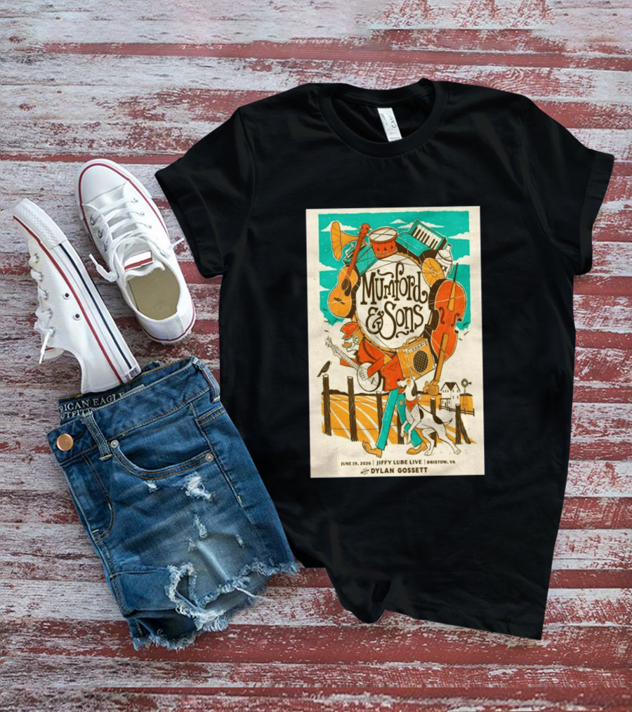Mumford & Sons Dylan Gossett Jiffy Lube Live June 19 2026 Bristow Virginia T-Shirt