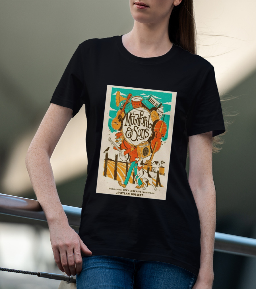Mumford & Sons Dylan Gossett Jiffy Lube Live June 19 2026 Bristow Virginia T-Shirt