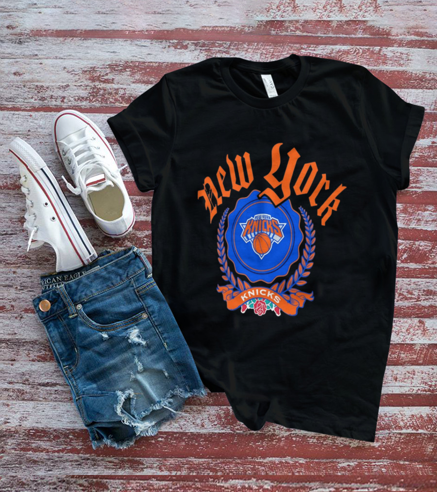 New York Knicks Crest With Rose And Blue T-Shirt