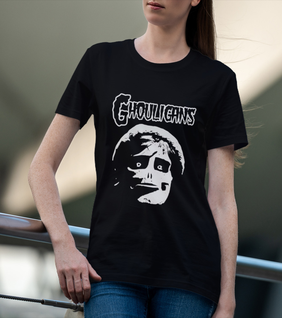 Ghouligans Classic Horror Punk Skull Face White T-Shirt
