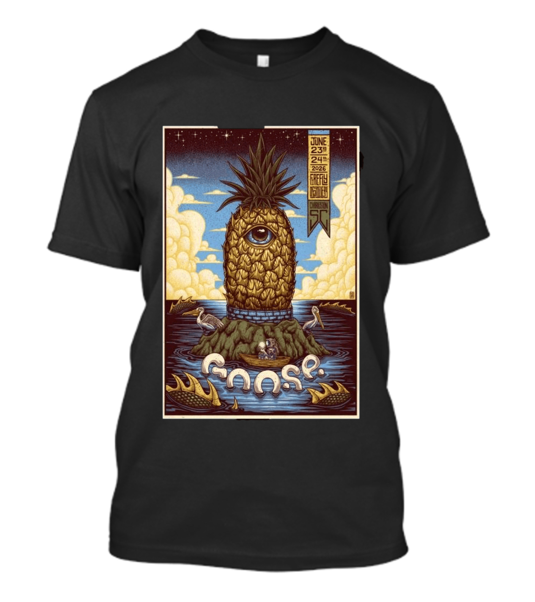 Goose June 23 24 2026 Firefly Distillery North Charleston SC Pineapple Eye Fantasy T-Shirt