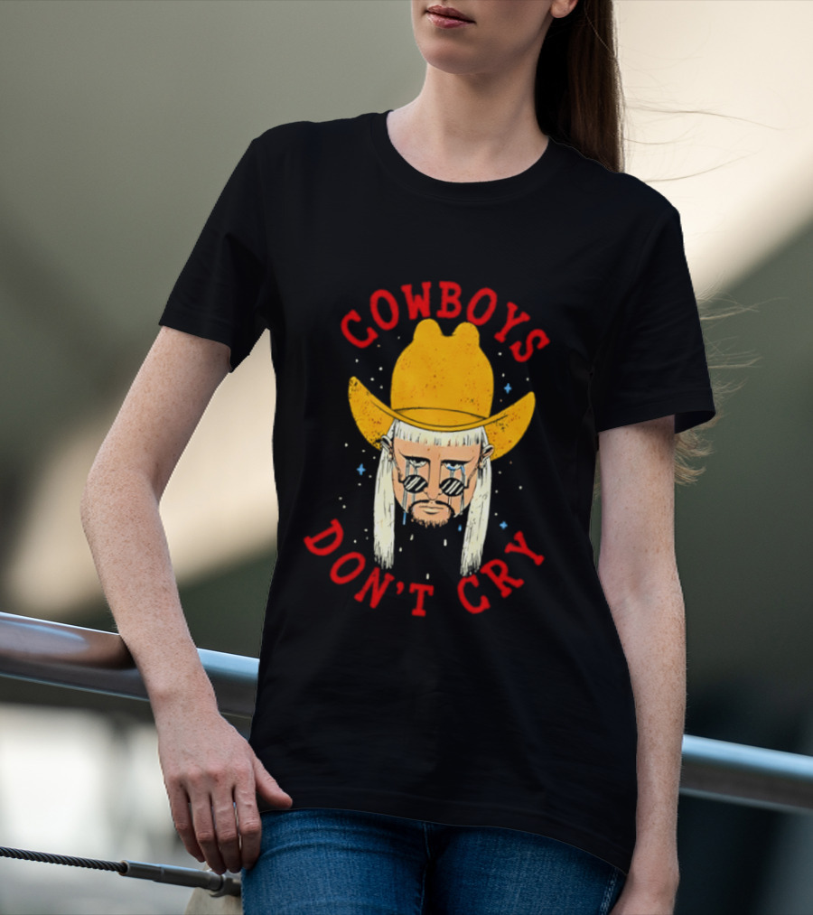 Oliver Tree Cowboys Don't Cry Large Yellow Hat Sad Face T-Shirt