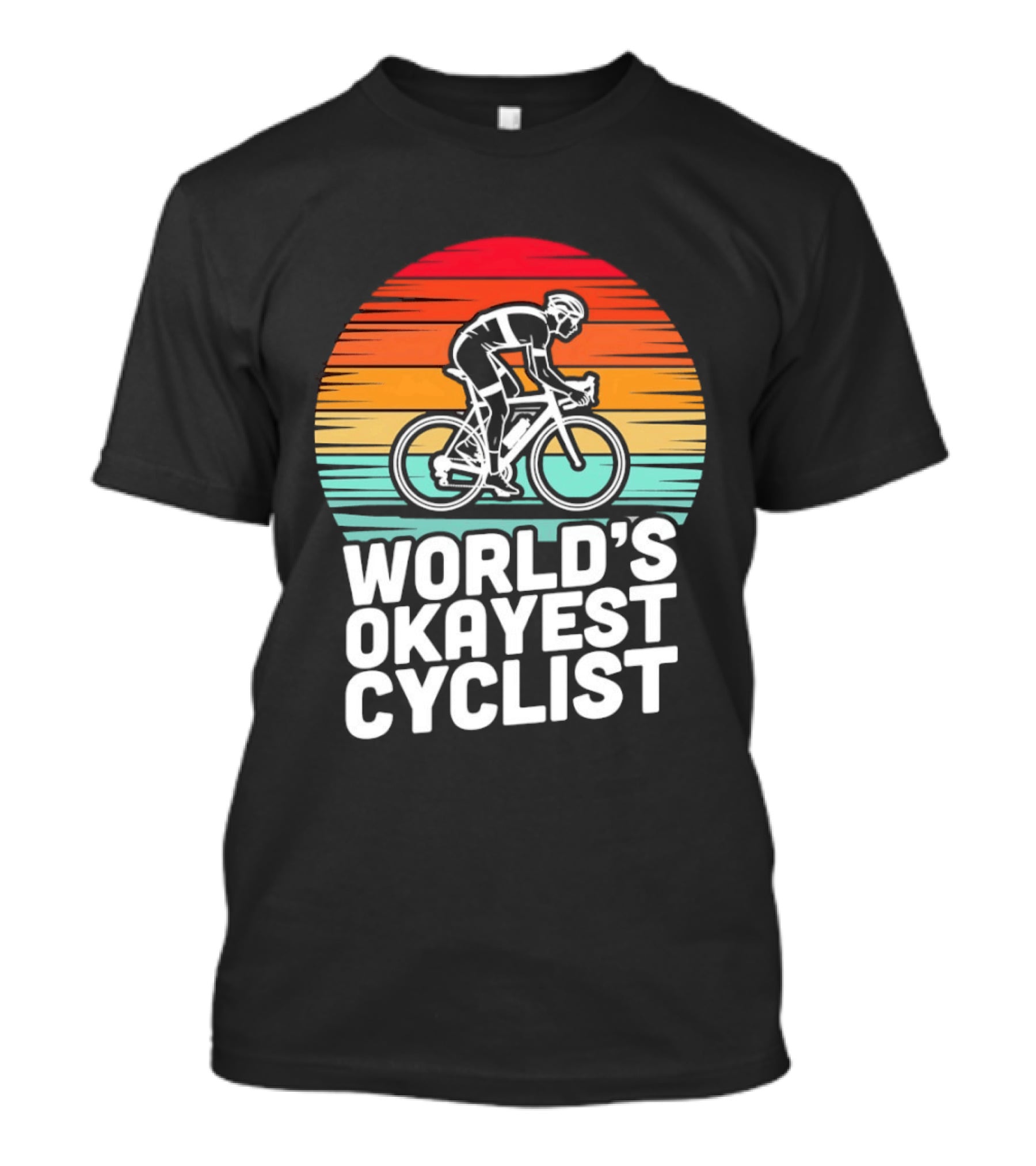 World's Okayest Cyclist Sunset Bicycle T-Shirt