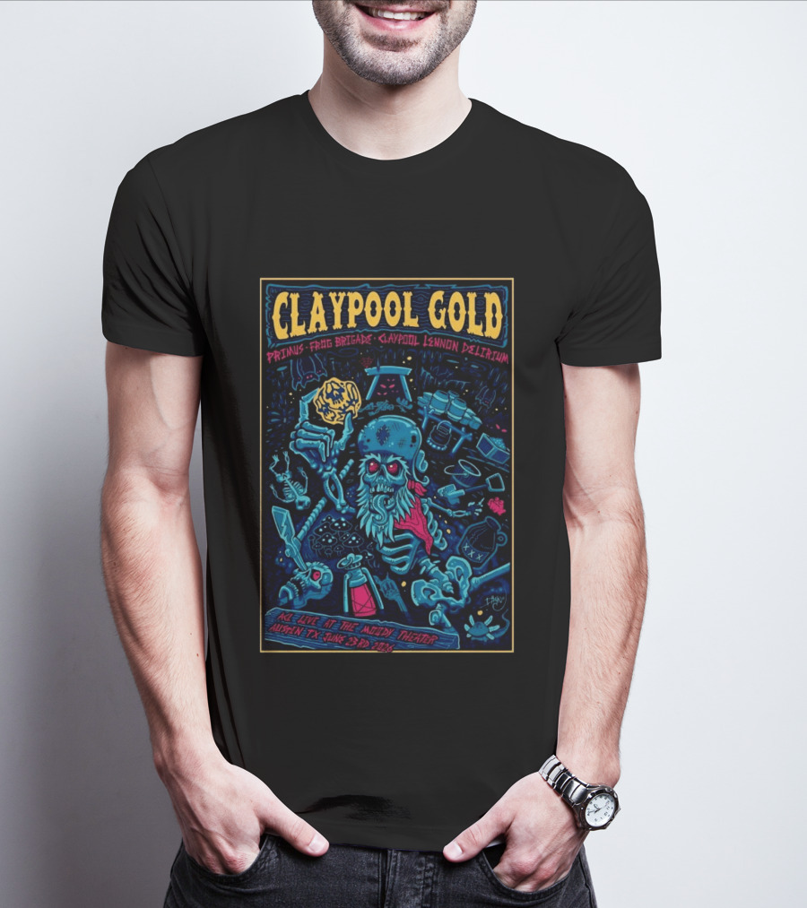 Claypool Gold Primus Frog Brigade Lennon Delirium Live Austin TX June 23 2026 T-Shirt