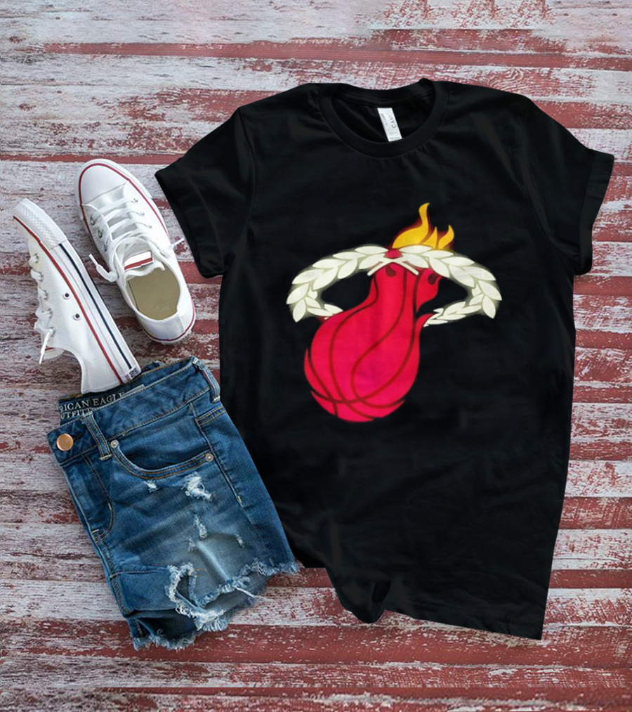 Miami Heat Flaming Basketball Wreath NBA T-Shirt