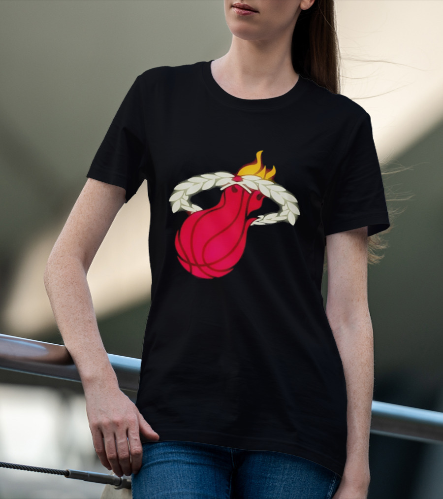 Miami Heat Flaming Basketball Wreath NBA T-Shirt