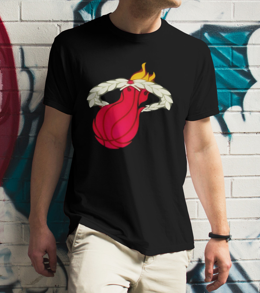 Miami Heat Flaming Basketball Wreath NBA T-Shirt