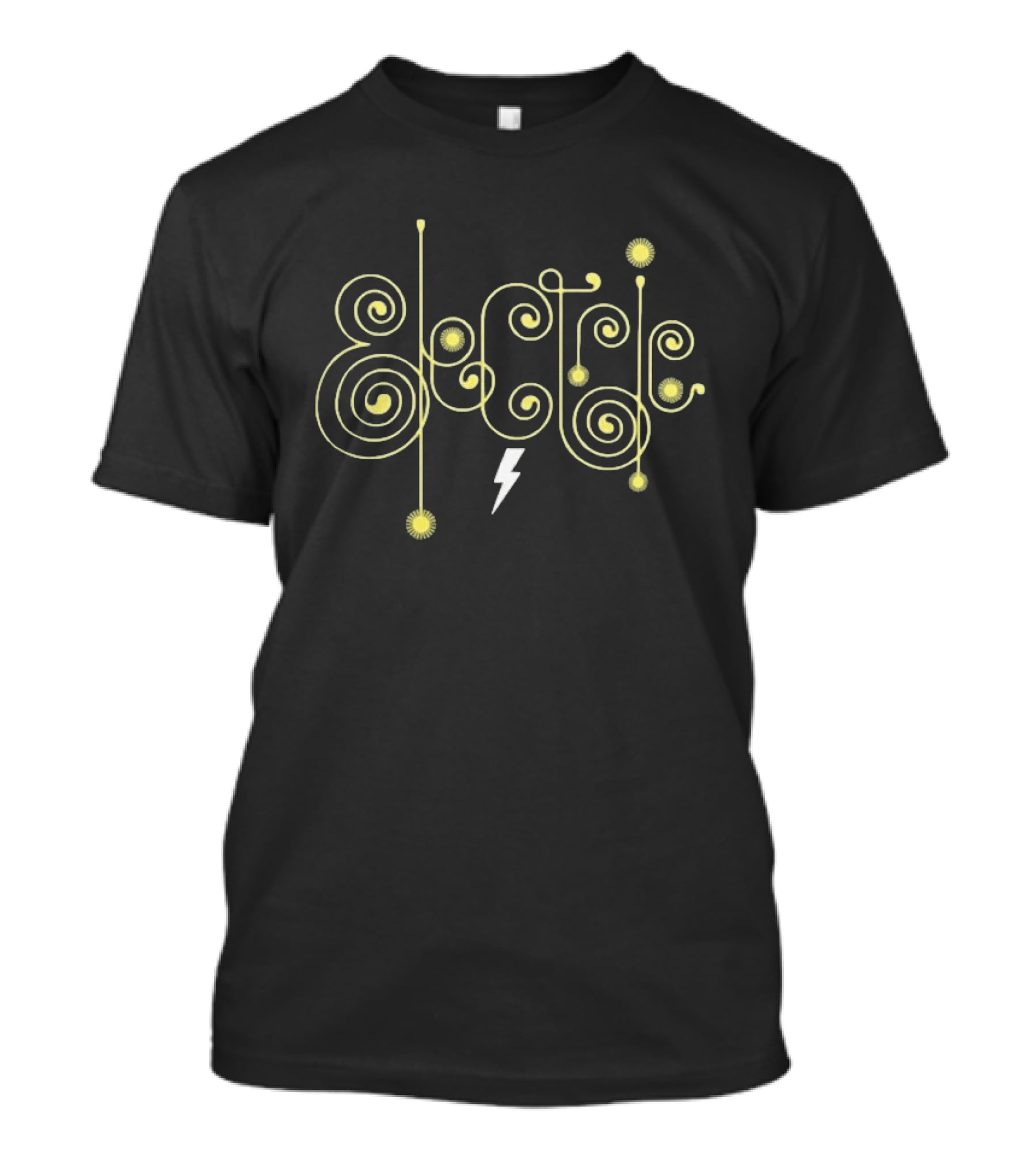 Boris And The Heavy Rocks Electric Swirl Yellow Sunburst Lightning T-Shirt