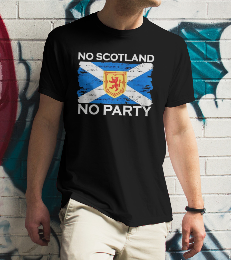 No Scotland No Party Flag With Scottish Lion Rampant T-Shirt