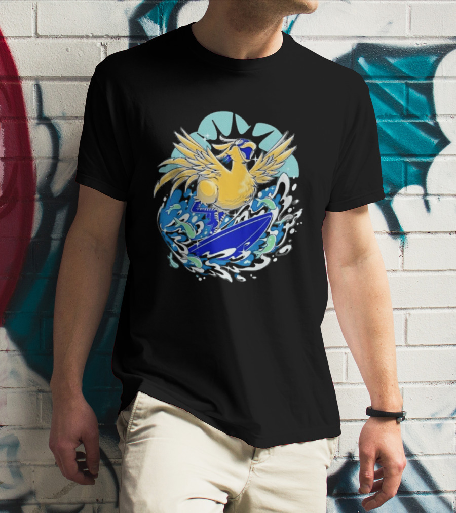 Pop Culture Wizard Surfing Yellow Bird T-Shirt