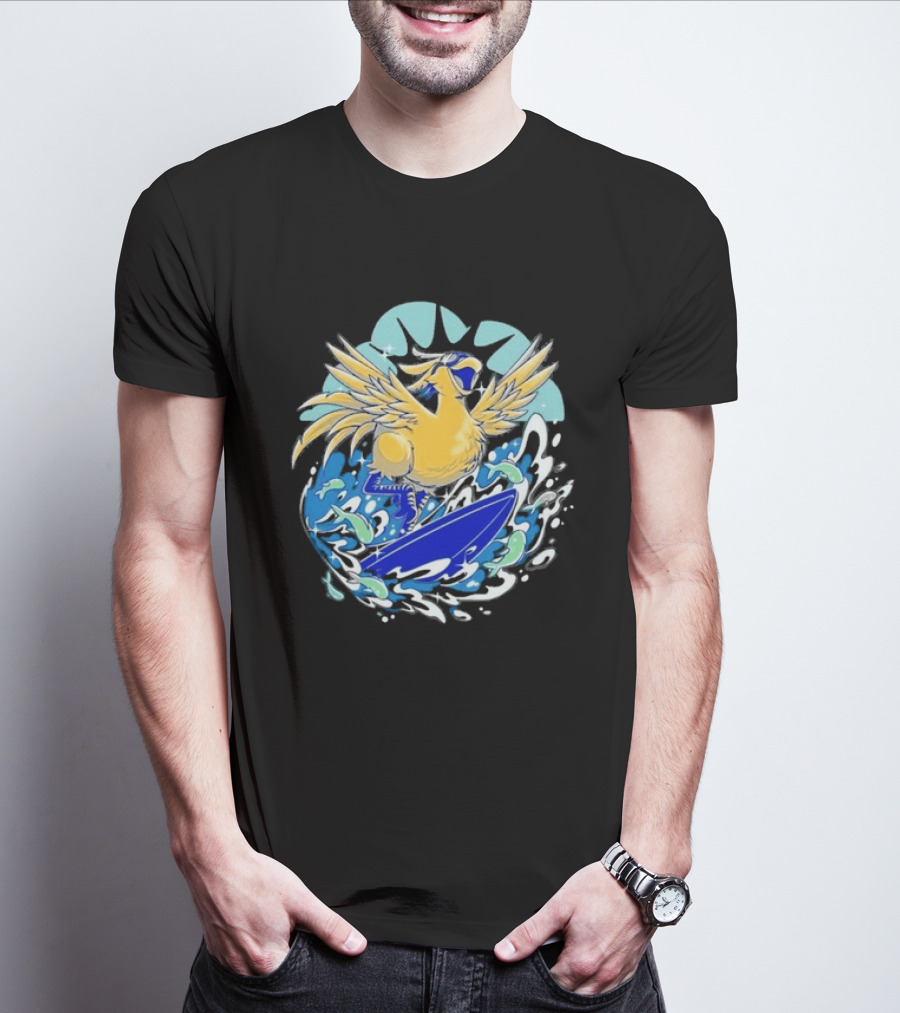 Pop Culture Wizard Surfing Yellow Bird T-Shirt