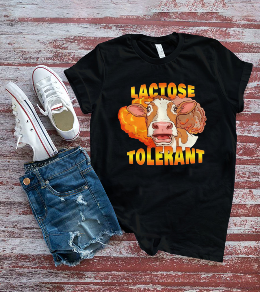 Lactose Tolerant Cow Explosion Dairy Humor T-Shirt