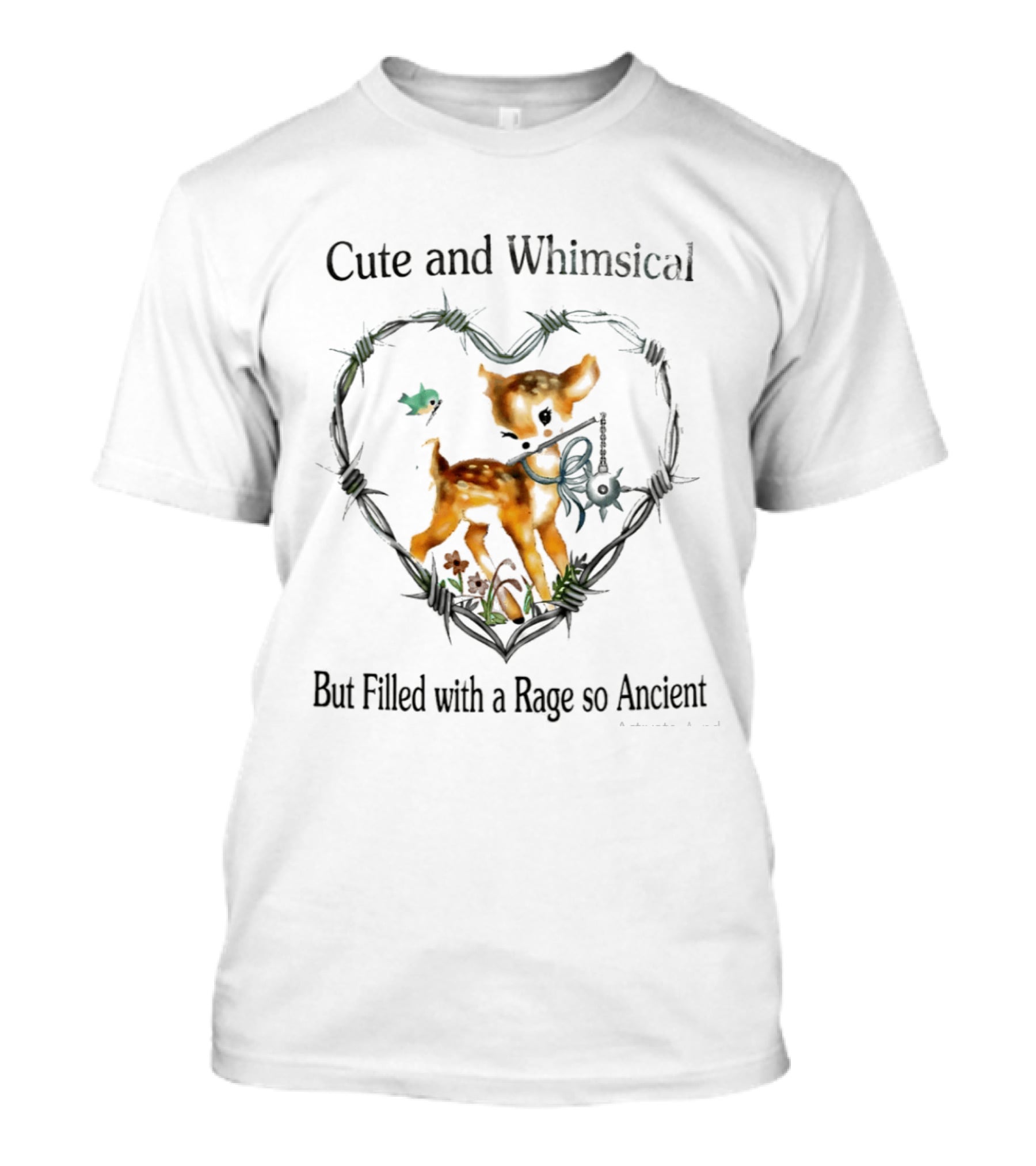 Cute And Whimsical But Filled With A Rage So Ancient Deer Key Heart Floral T-Shirt