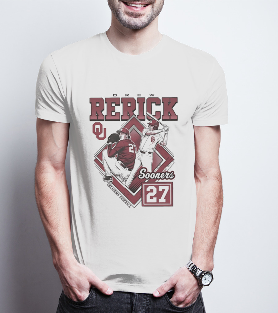 Oklahoma Sooners Drew Rerick Baseball 27 OU T-Shirt