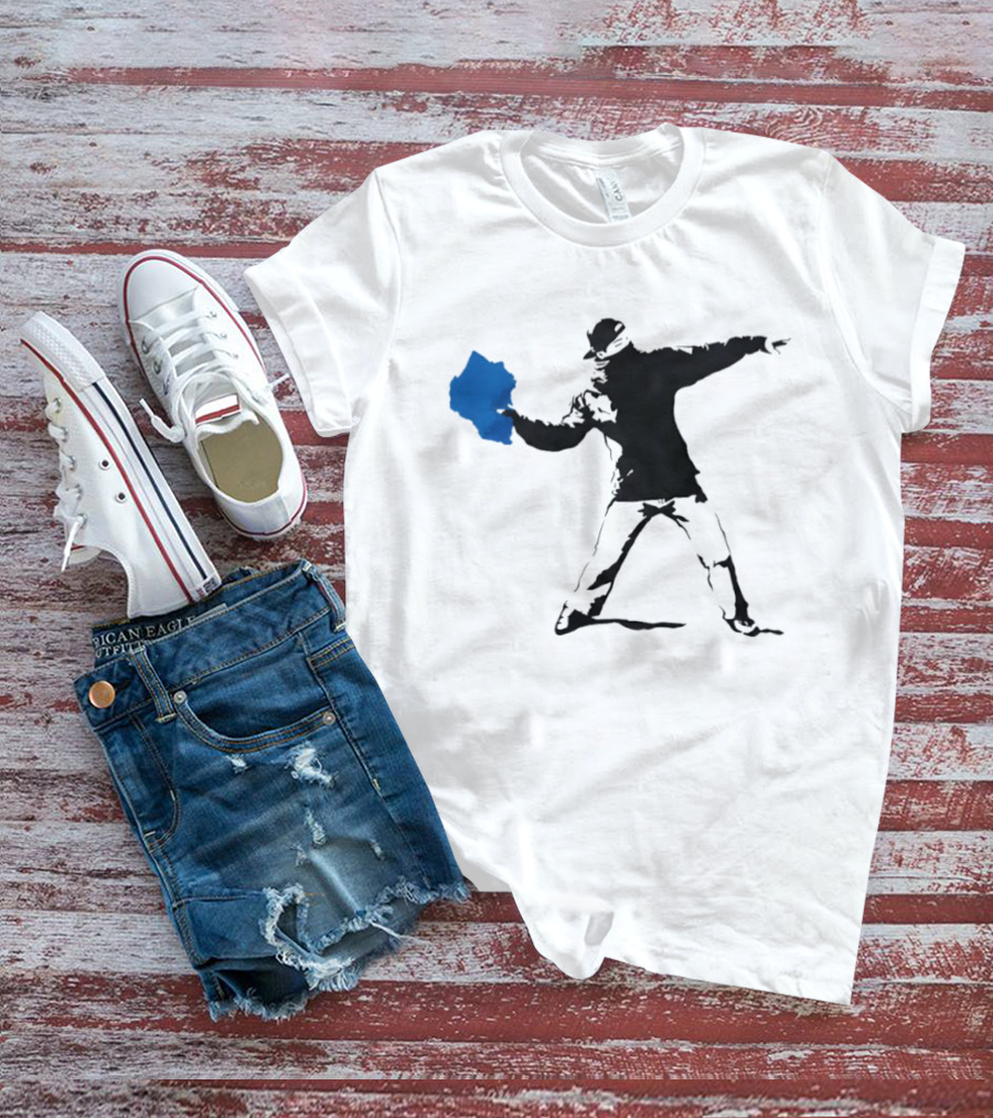 Blue Strip Paint Thrower Algae Political Team Concept T-Shirt