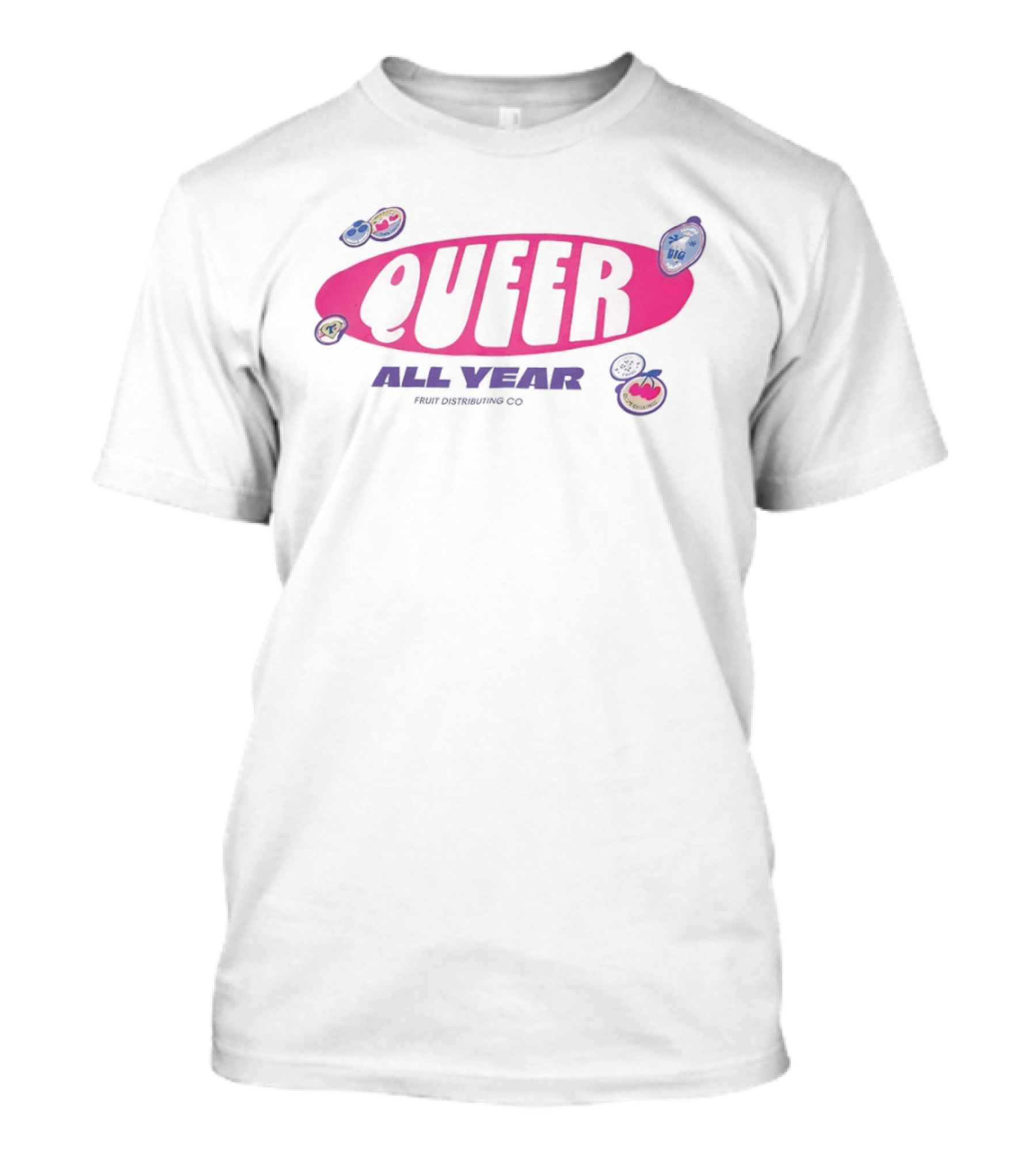 Queer All Year Fruit Distributing Co LGBTQ Pride Patches T-Shirt