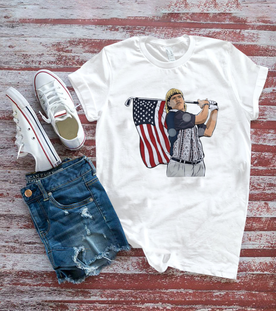 John Daly Holding Golf Stick American Flag 4th Of July Golfer T-Shirt