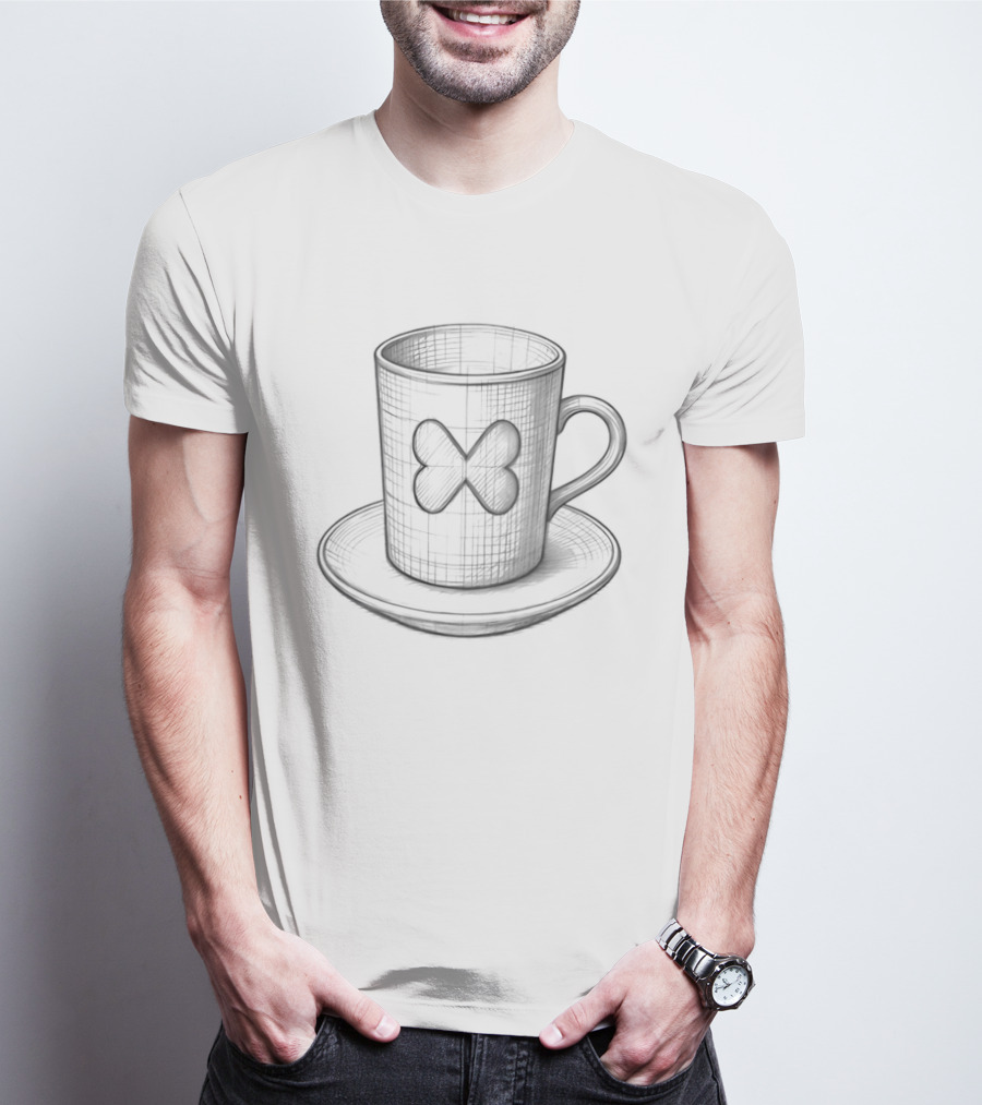 Butterfly Teacup Saucer Sketch Artistry Tea Lover's Delight T-Shirt