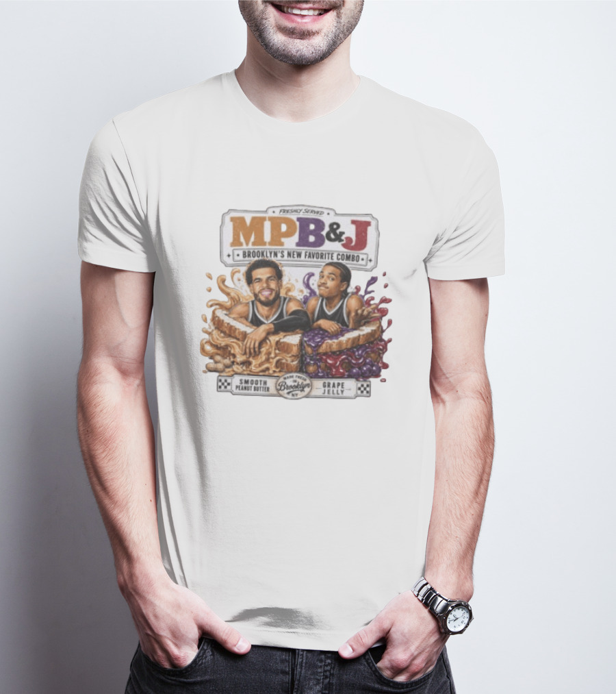 Freshly Served MPB & J Brooklyn's New Favorite Combo Smooth Peanut Butter Grape Jelly T-Shirt