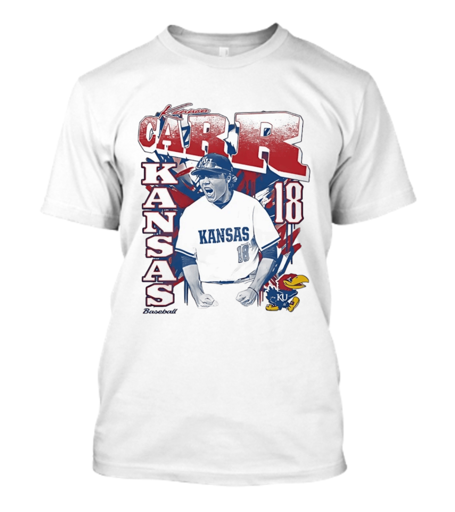 Kansas Jayhawks Kanon Carr 18 Baseball KU Team Fan Gear T-Shirt