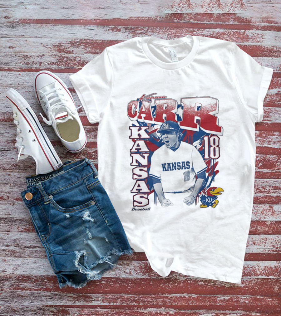 Kansas Jayhawks Kanon Carr 18 Baseball KU Team Fan Gear T-Shirt