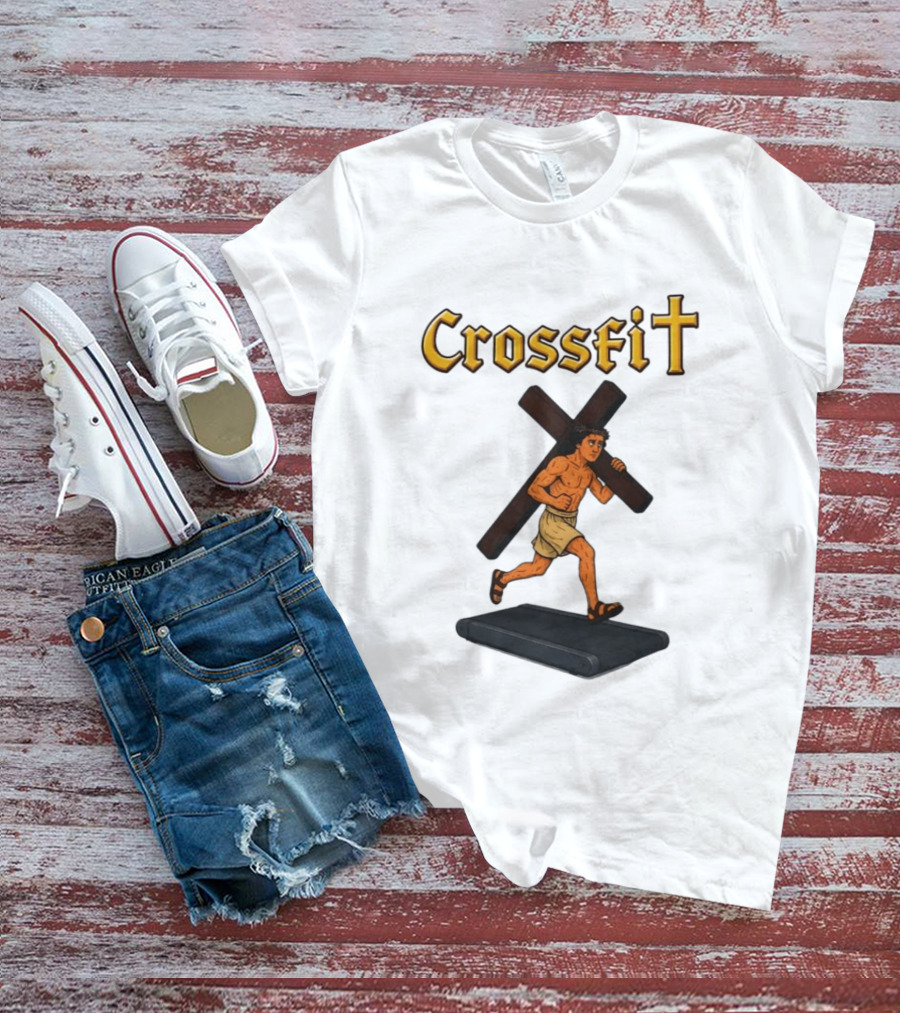 CrossFit Jesus Treadmill Religious Workout T-Shirt