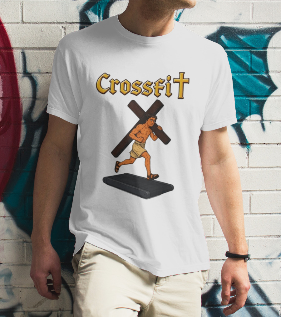 CrossFit Jesus Treadmill Religious Workout T-Shirt