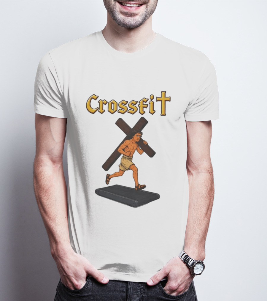 CrossFit Jesus Treadmill Religious Workout T-Shirt