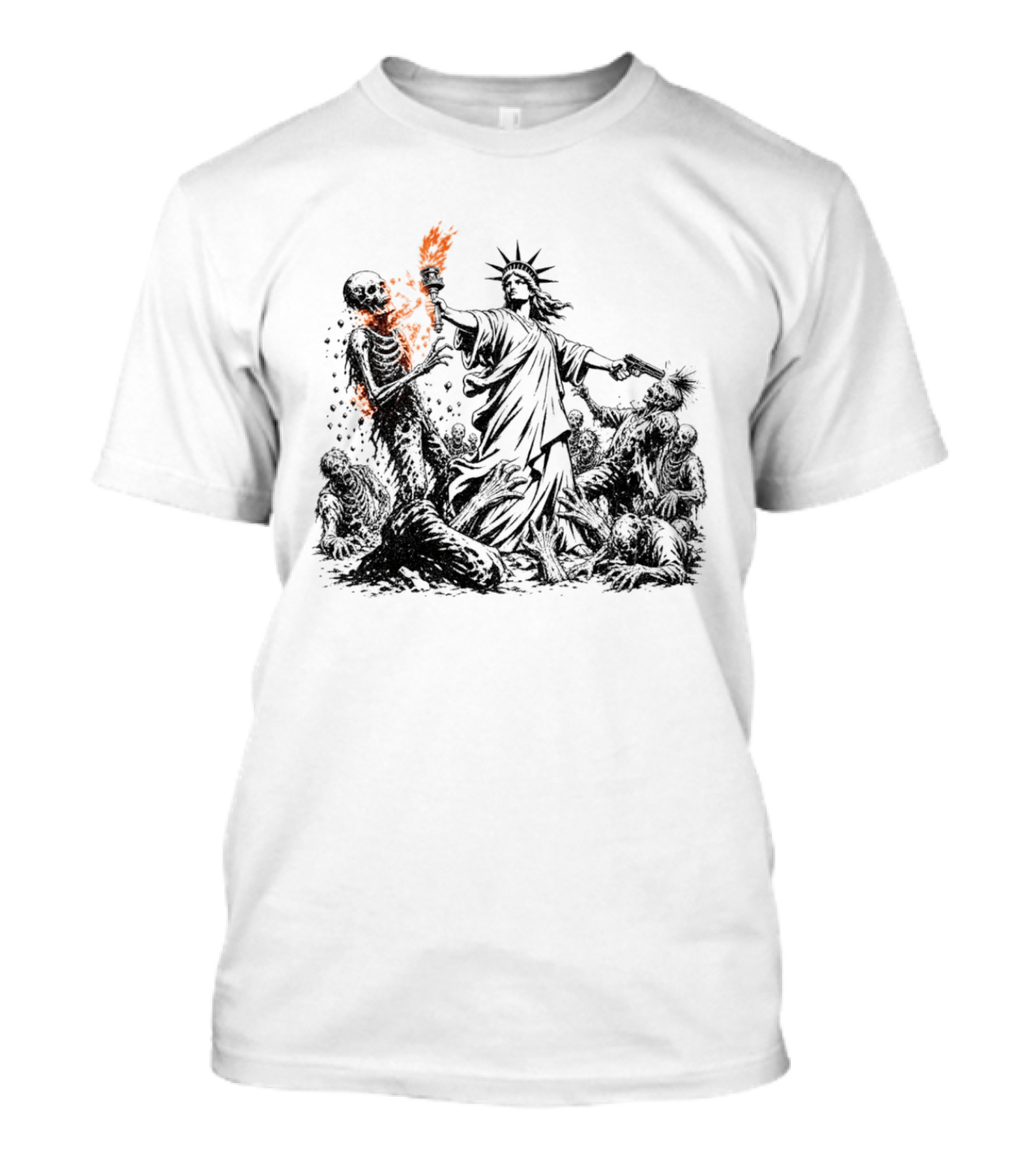 Liberty Or Death Zombie Apocalypse Undead Statue Of Liberty Torch T-Shirt